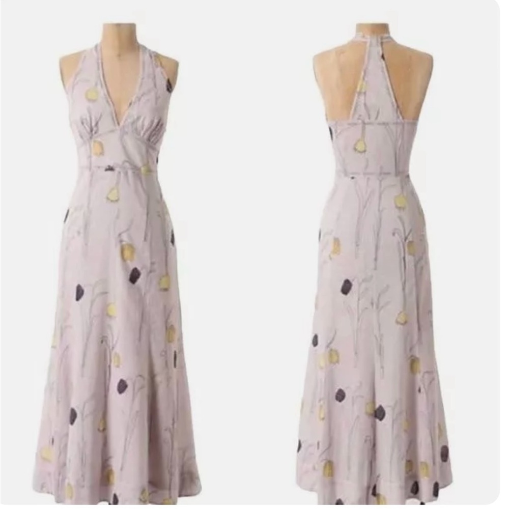 Anthropologie HD in Paris Dusty Purple Floral Sleeveless V Neck Maxi Dress
